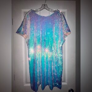 Revolve BD Dress Holographic Sequin Low Back Mini Dress sz XL